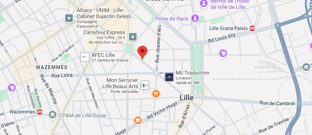 Localisation 229 Rue Solférino, 59000 Lille